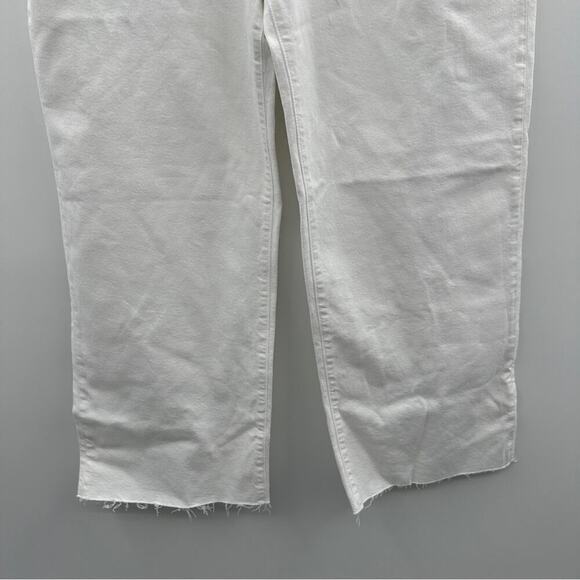 J. Crew Slim Wide-Leg High Rise Raw Hem Jeans in White Wash‎ Sz 32 NEW - Picture 5 of 15